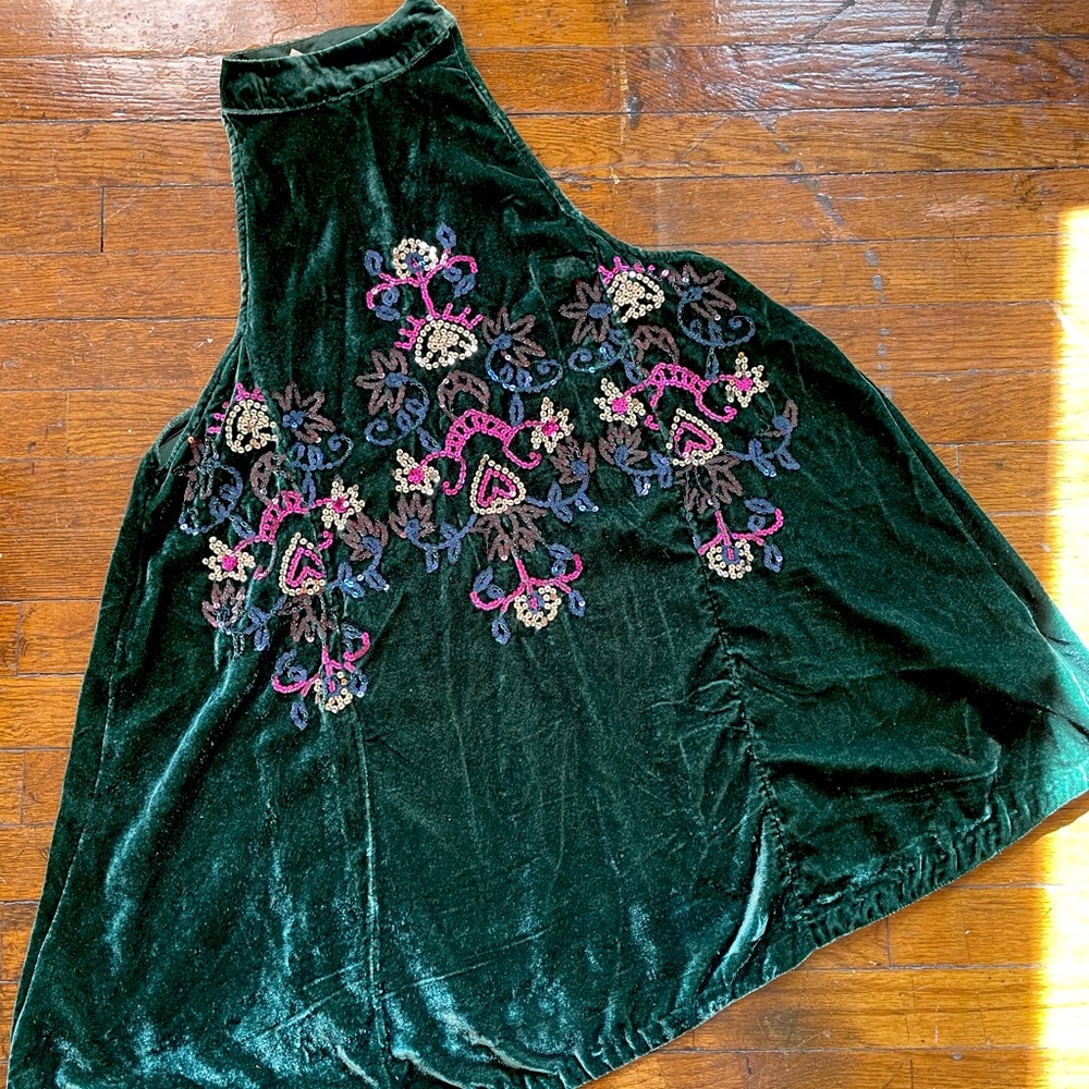 Emerald Green Free People Swing-Style Party Dress